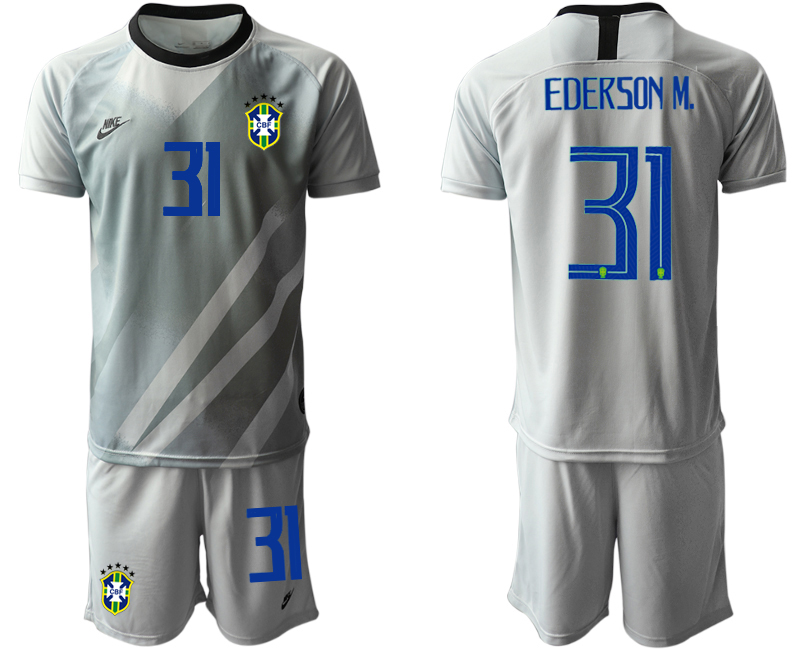 Men 2020-2021 Season National team Brazil goalkeeper grey #31 Soccer Jersey->->Soccer Country Jersey